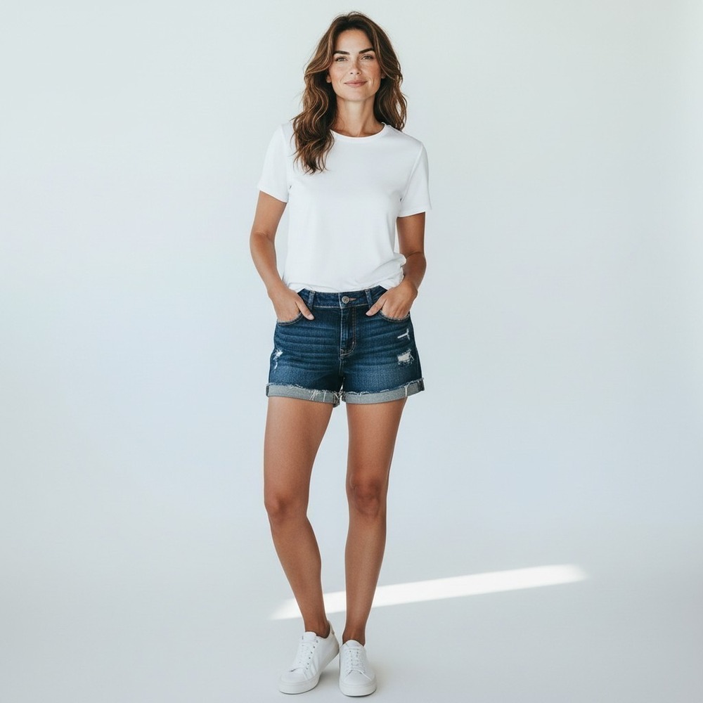 Abercrombie & Fitch Distress Denim Shorts Dark Wash Raw Hem grunge Streetwear 4